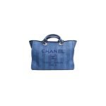 CHANEL Woven Straw Raffia Striped Medium Deauville Tote