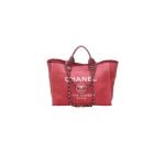 CHANEL Woven Straw Raffia Striped Medium Deauville Tote