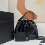 PARIS VII MEDIUM HOBO BAG IN CROCODILE-EMBOSSED PATENT LEATHER — Saint Laurent handbag detail view 2