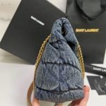YSL PUFFER SMALL IN SUEDE AND DENIM — Saint Laurent handbag detail view 3