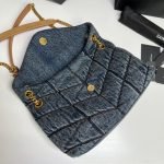YSL PUFFER SMALL IN SUEDE AND DENIM — Saint Laurent handbag detail view 5