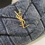 YSL PUFFER SMALL IN SUEDE AND DENIM — Saint Laurent handbag detail view 6