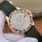 YACHT MASTER 1 GOLDEN DIAMOND BEZEL & DIAL RUBBER STRAP 40MM - Image 7