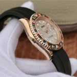 YACHT MASTER 1 GOLDEN DIAMOND BEZEL & DIAL RUBBER STRAP 40MM - Image 4