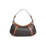 CELINE STRIPED LOGO PRINTED COW LEATHER HOBO BAG