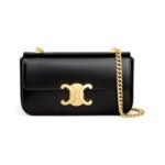 CELINE CLAUDE shiny cowhide leather chain shoulder bag
