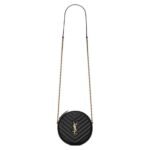 VINYLE ROUND CAMERA BAG IN CHEVRON-QUILTED GRAIN DE POUDRE EMBOSSED LEATHER