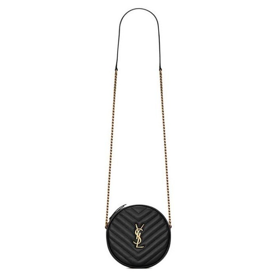 VINYLE ROUND CAMERA BAG IN CHEVRON-QUILTED GRAIN DE POUDRE EMBOSSED LEATHER - Unified VINYLE ROUND CAMERA BAG IN CHEVRON-QUILTED GRAIN DE POUDRE EMBOSSED LEATHER - Image 1