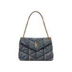YSL PUFFER MEDIUM IN SUEDE AND DENIM