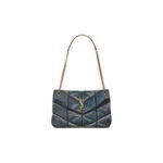 YSL PUFFER SMALL IN SUEDE AND DENIM